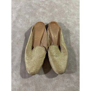 Stubbs & Wootton Palm Beach Womens Loafers Slip On Mules Flats Gold Size 7.5